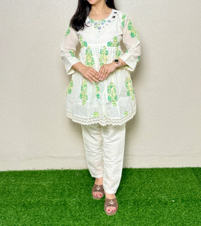 Co-ord Set CS08 White & GREEN