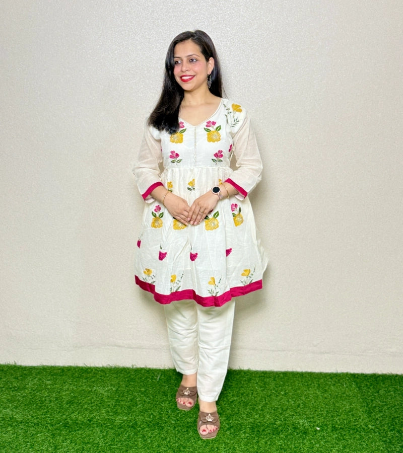 Co-ord Set CS07 White & Yellow