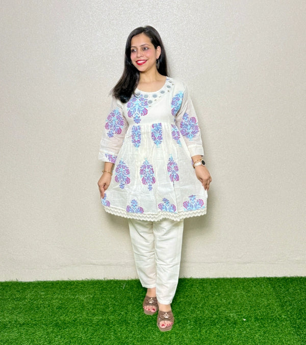 Co-ord Set CS08 White & Blue
