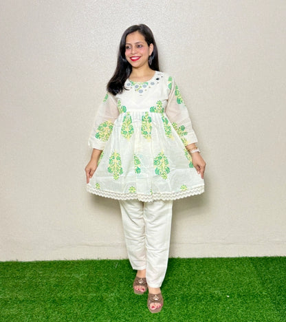 Co-ord Set CS08 White & GREEN
