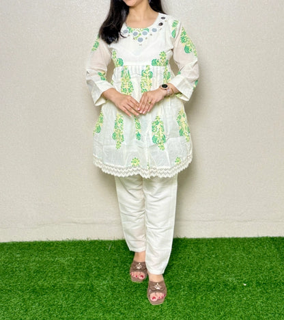 Co-ord Set CS08 White & GREEN