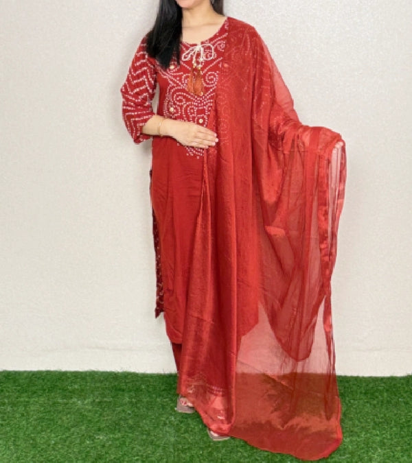 Rust Marron kurti set Alternate View