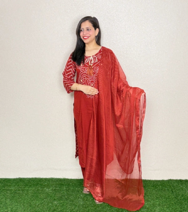 Rust Marron kurti set