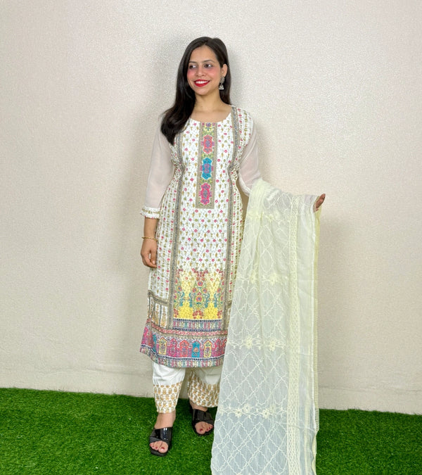 Kurti Set KS19  White-Blue