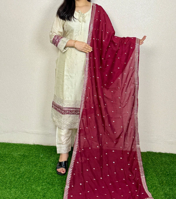 Kurti Set KS22 Cream Alternate View