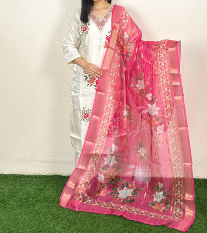 Kurti Set KS White & Pink